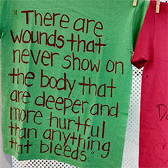 T-shirts made by a JJ victims/survivors of domestic violence